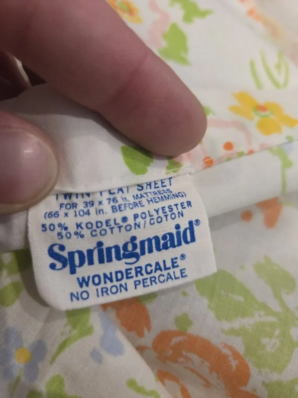 Vtg Springmaid Wondercale Twin Flat Sheets Set of 4 + Pillowcase Floral